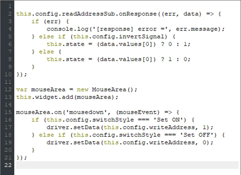 EBPro JS Object, Source Code Tab (Toggle Switch Off mode)