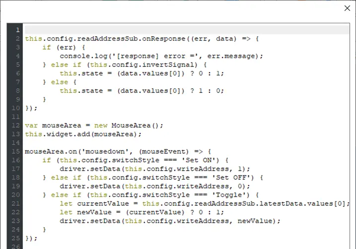 EBPro JS Object, Source Code tab, toggle mode operation