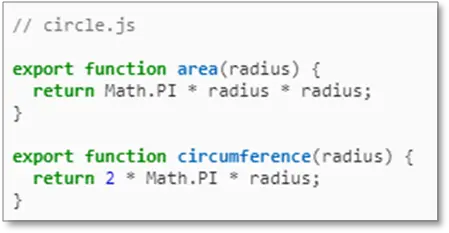 Example program code of circle.js 