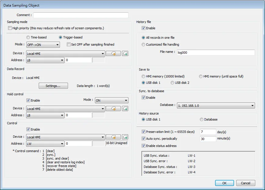 EBPro Data Sampling Object (Trigger Based).  Data is sampled only upon the occurrence of a defined event instead of a specific time interval.