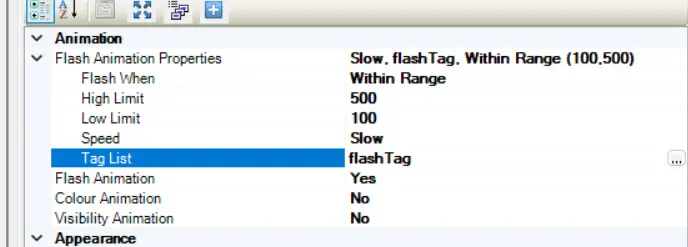 MAPware Flashing Animation example MAPware-7000: Enabling Flash Animation on a text object based on the value of a tag
