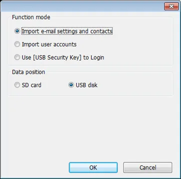 Function key options EBPro Function Key Objects provide the option for configuring a function key to import e-mail settings and contacts.