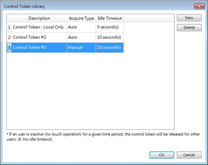 EBPro, Control Token settings window. This window is accessed via EBPro's main [Project] toolbar.