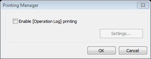 Select “Enable [Operation Log] printing” check box and click [Settings] button to open the Operation Log Printing dialog box.