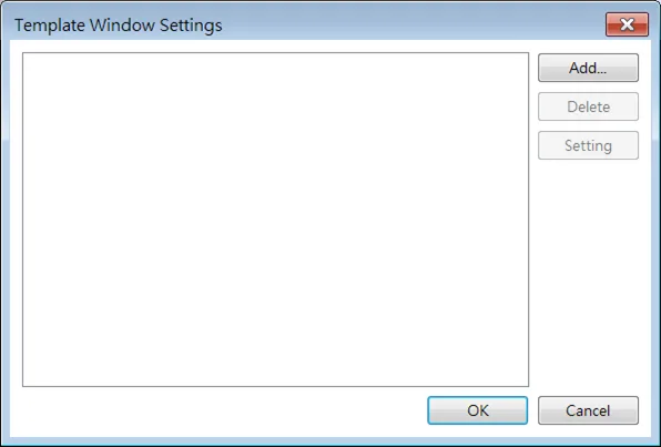 Template Window Object dialog.  This Object is found in the Object toolbar, Template selection.  