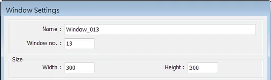 Create a new window, the size of which will be the size of the template object. 300x300 for our purposes here.