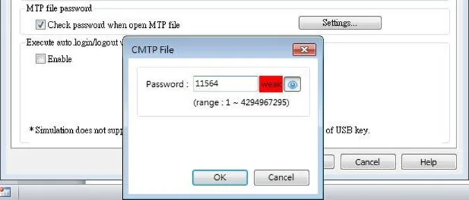 Project password.  Click the "mtp file password" box to require a password when opening the EasyBuilder Pro file (.emtp file extension).  This setting is in the System Parameters menu, Security tab.
