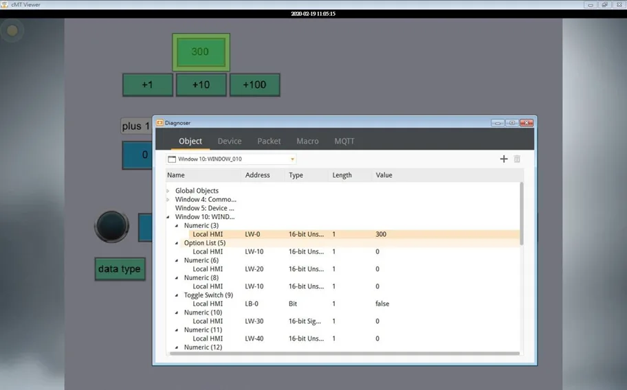 Selecting an object in cMT Diagnoser window will highlight the  corresponding object in the cMT Viewer Window.