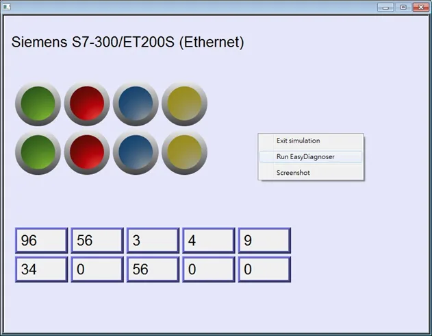 Run EasyDiagnoser option when clicking the simulation window When in online-simulation mode, right-click the simulation window and select the "Run EasyDiagnoser" option.