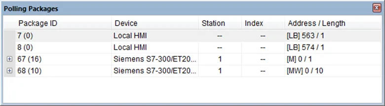EasyDiagnoser dialog, Polling Packages section Polling Packages section of the main EasyDiagnoser window