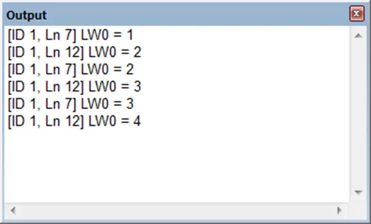 output Window of EasyDiagnoser EasyDiagnoser Output (macro Debug) window. With Macro Trace function, the executing status of Macro can be seen