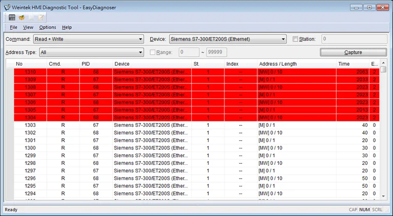 EasyDiagnoser error messages shown in red. EasyDiagnoser Error Messages example. Error messages are shown in RED.