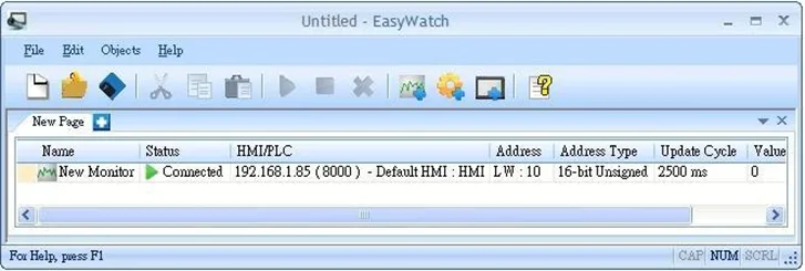 LW-10 being monitored LW-10 being shown in EasyWatch as the monitoring address (same as the numeric entry object earlier)