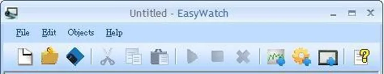 Quick Selection menu icons EasyWatch Quick Selection menu. These are the shortcut icons running across the main window. Each of these shortcut actions can also be completed from the traditional File/Edit/Objects/Help menus.