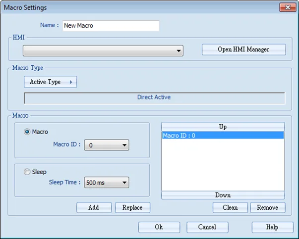 EasyWatch Macro window Macro Settings window: this window is where you can add a new macro to monitor.