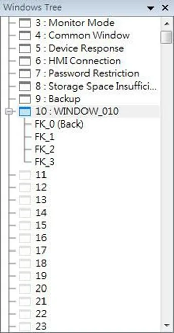 EBPro Workspace, Window Tree section.  By default the window tree is pinned to the left side of the workspace.  It is a shortcut to all available project windows.