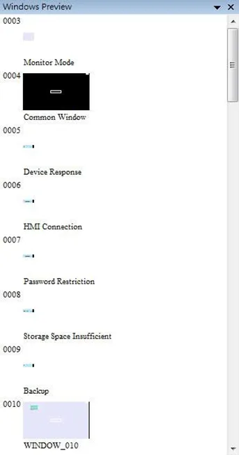 Alternatively to the Window tree is the Window Preview.  This is a preview of each of the populated project windows.