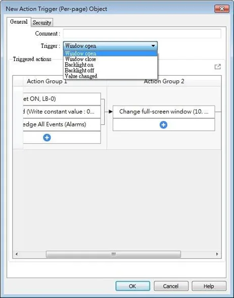 EBPro Per Page Action Trigger Screenshot of the EBPro New Action trigger (Per Page) Object