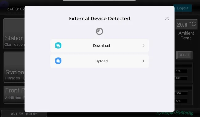 cMT Series Upload/Download window cMT Series Upload/Download window. This window pops up automatically when a USB flash drive or SD card is inserted into a cMT or cMT X Series HMI.