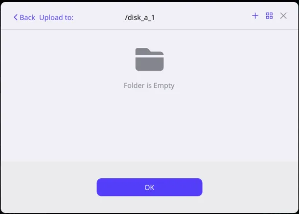 Root Directory opened, in this case there are no other folders in the root. This is where we will upload.