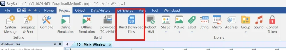 Build Download Files button EBPro "Build Download Files" menu icon shown in the Project Toolbar.