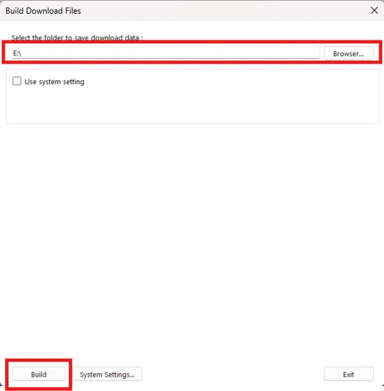 Select download files directory Select the folder to save the download date (This is the main directory of the SD card or USB flash drive)