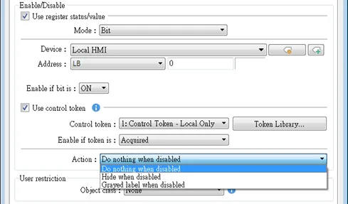 As shown, only when LB-0 is in OFF state and “2: Control Token” is acquired will this object be operable.