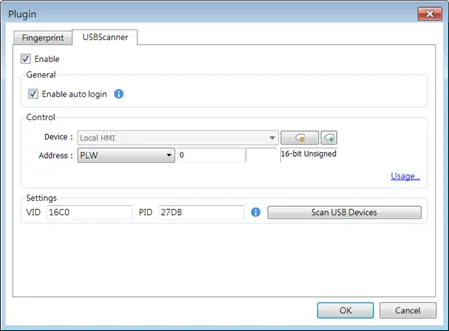 After enabling the plugin, users have the option to log in either through a fingerprint recognition device for accounts linked to fingerprints or via a USB scanner for accounts linked to RFID cards or barcodes.
