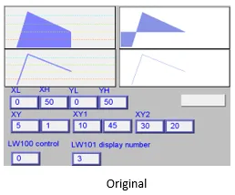 XY Plot example 3: Original XY plot based on the values in the shown registers.