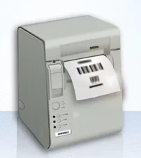 Image of an Epson TM-L90 Serial Printer. Serial printers communicate to the HMI via RS232 or RS485 communication and are commonly used for printing receipts or labels.