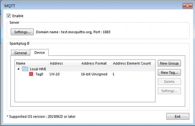 Newly created tag shown The newly created tag shows up in the Device tab under "Local HMI".