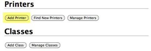 Adding a printer with CUPS Support - Select the Add Printer button to open a list of printers
