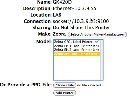 Select the Printer model from the "model" drop down option list. The Model drop down list populates once the printer manufacturer is chosen in the Make drop down list.