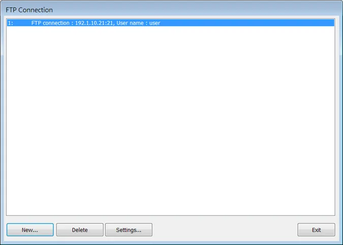 EBPro FTP Connection window EBPro FTP Connection menu. This menu can be accessed via the Data/History toolbar.