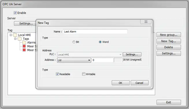 Select the group to create new tags within that group Creating a new tag within an alarm group is the same process as creating a new global tag, simply select the Group to which you want the tag to belong prior to tag creation