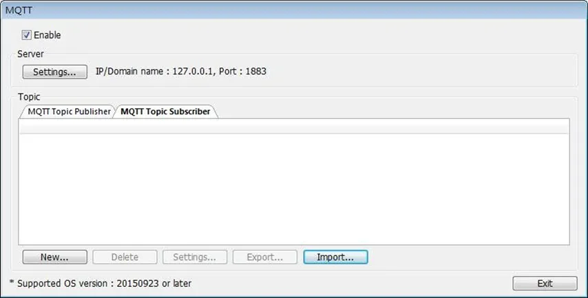 EBPro MQTT Object enabled, MQTT Topic Subscriber tab active in the 'Topic' section.