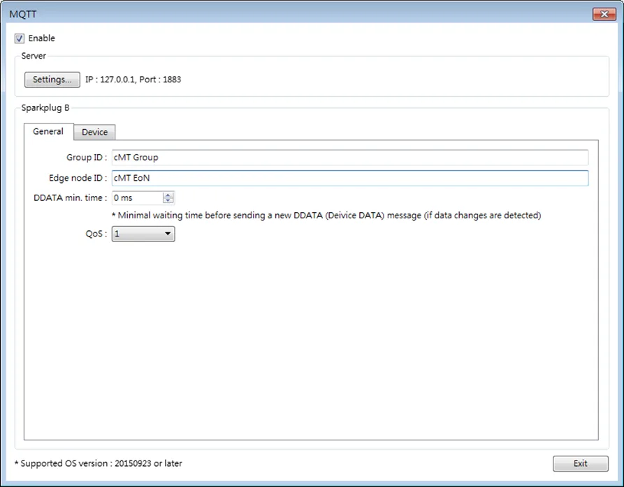MQTT Object, Sparkplug B General tab MQTT Object, Sparkplug B Section, General tab. This is where the Sparkplug B general settings are configured.