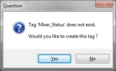 create mixer status tag Mixer status tag does not exist, we can create this tag now.