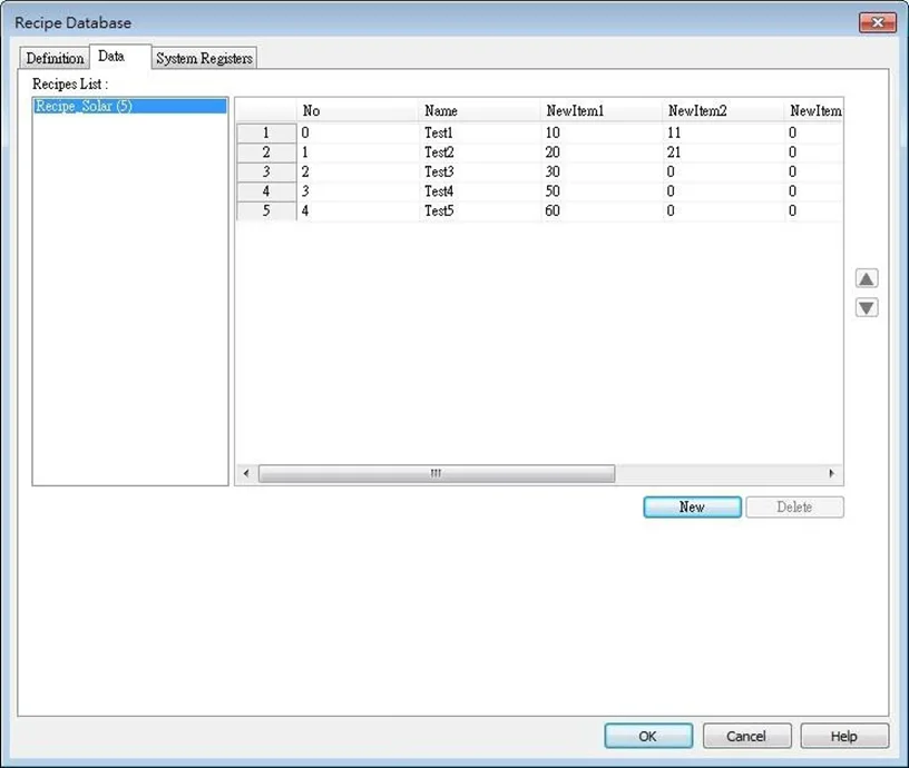 database example 2 Editing the data type of the values within each recipe element