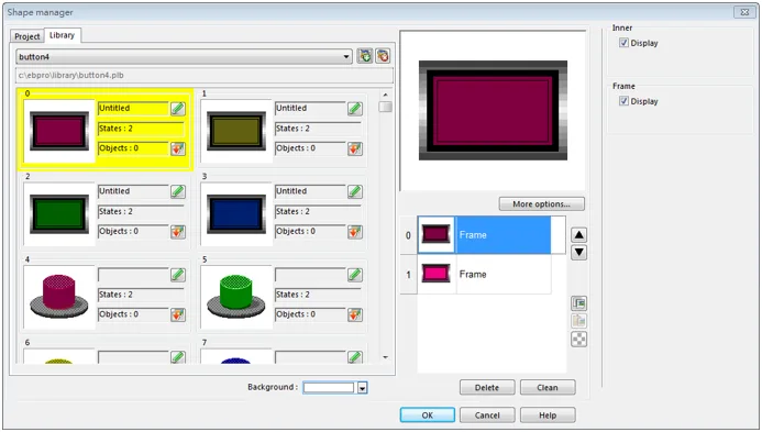 EBPro Shape Manager EBPro Shape Manager Dialog Box. This is where the Shape Libraries can be viewed, and where additional shape libraries can be created.