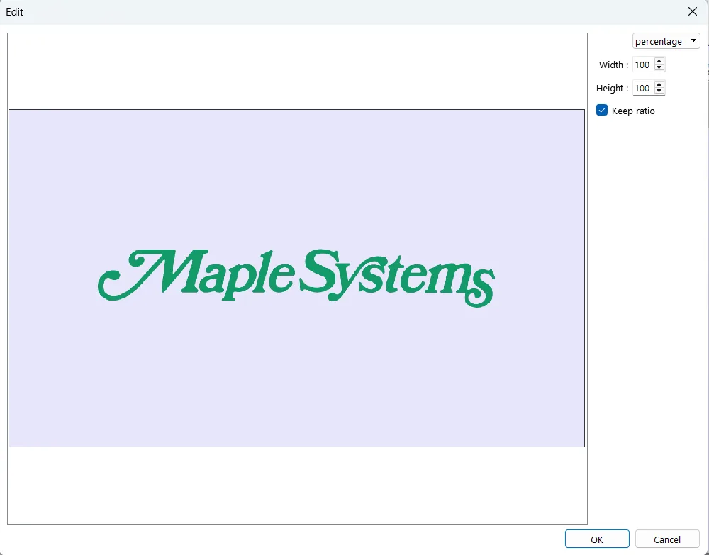 Result of using CTRL+V as a Paste shortcut to paste the Maple Systems Logo into the EBPro Editing Window
