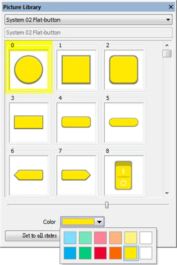 EBPro Picture Manager options for changing the color of a system button