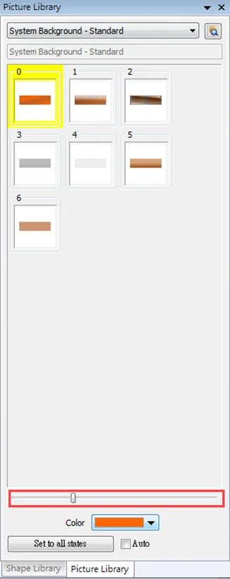 EBPro Picture Library, sliding the slider left and right adjusts the size of the thumbnail image