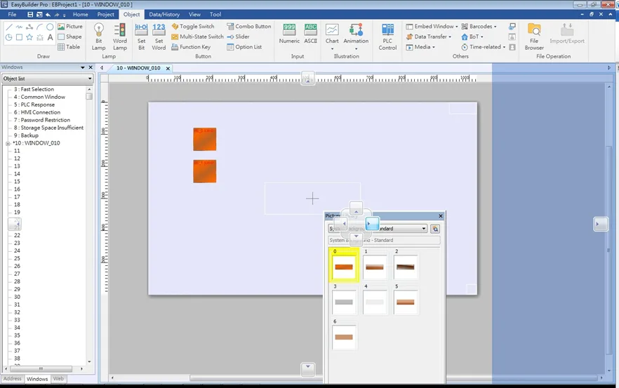 EBPro Window Docking Docking the EBPro Picture or Shape Library Window