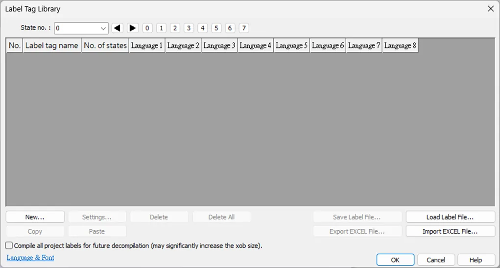 Label Library EBPro Label Tag Library Dialog Box