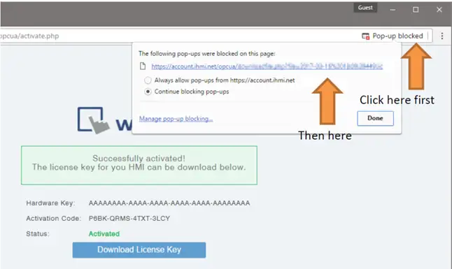 Enabling Pop-Ups to appear in Google Chrome. If your browser is different your process will be similar.