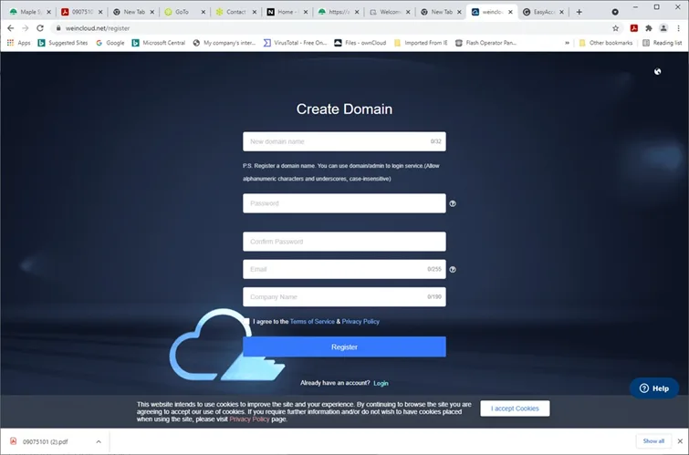 Domains are free to create Anyone can create a new Domain for free. A valid e-mail address is all that is required.