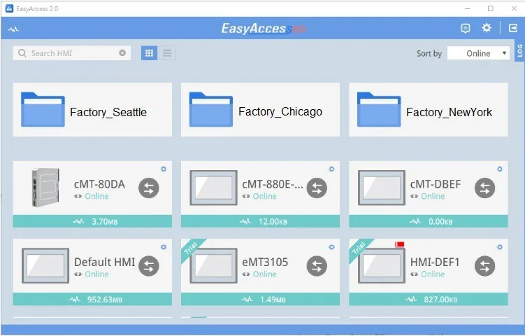 A2.0 app shows the folders EasyAccess 2.0 application shows the folders as well.