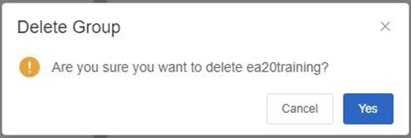 Click the Delete button to remove the selected group from the domain. Select a group and then click the Delete button to remove the selected group from the domain.