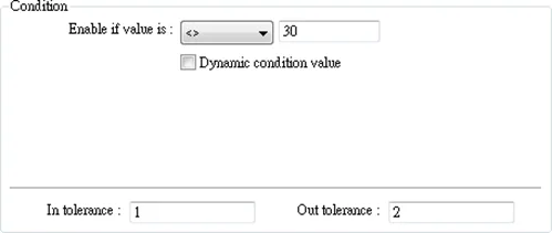 EBPro Alarm condition EBPro Event Alarm Log window, showing a condition of enabling the alarm with the option